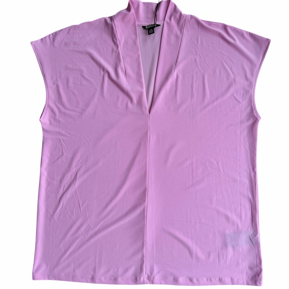 Buffalo David Bitton V-Neck Blouse With Cap Sleeves Women’s Size Large Pink